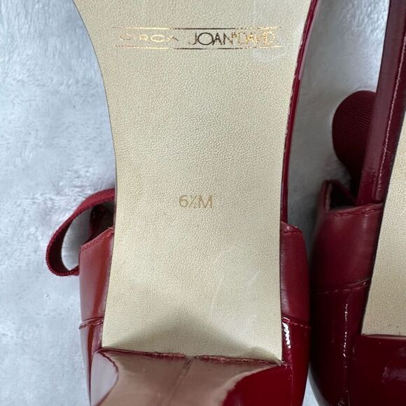Circa Joan David Womens 6.5 Jamberly Peep Toe Strappy Heel Cranberry Red Patent - Picture 7 of 10
